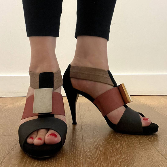 Pierre Hardy Suede Colorblock Pattern Sandals used - Picture 1 of 15